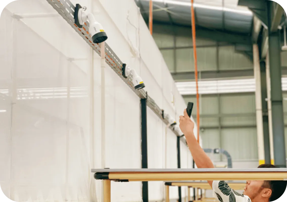 F-commerce's staff doing quality control of the cctv in our storage warehouse