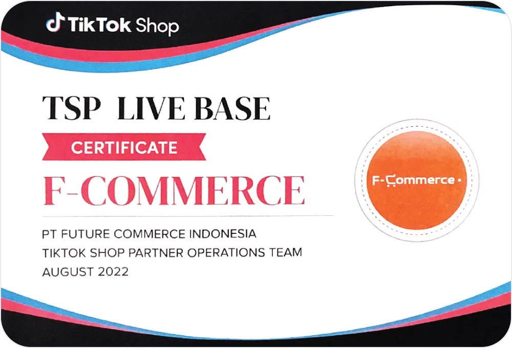 F-commerce tsp live base certificate , F-commerce tiktok shop partner