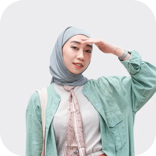 F-commerce hijab female host posing